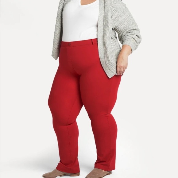 Betabrand Straight-Leg | Two-Pocket Dress Pant Yoga Pants (Poinsettia) Size 1X P - Picture 2 of 6